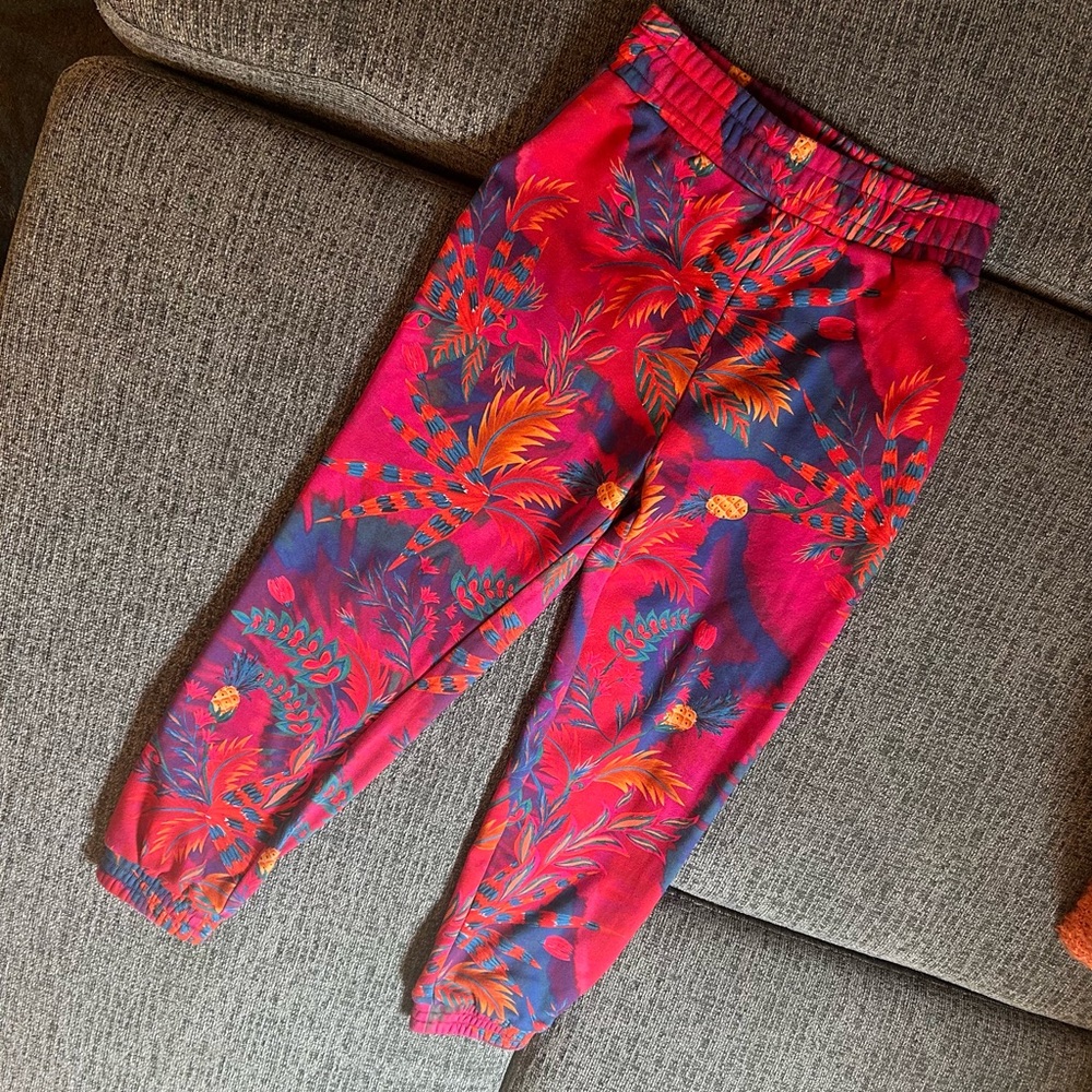 Farm Rio Red Tropical Print Womens Joggers Size Small